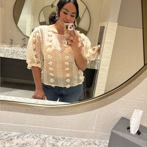 Cream Textured Women's Top